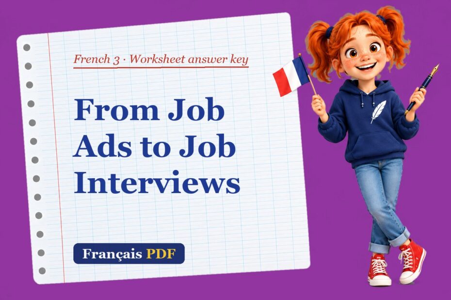From Job Ads to Job Interviews – French 3 worksheet answer key with Zoé, the Français PDF coach