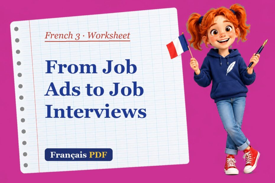 From Job Ads to Job Interviews – French 3 worksheet with Zoé, the Français PDF coach