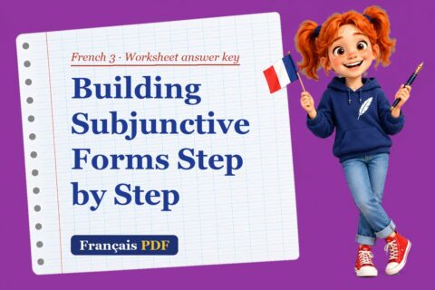 Building Subjunctive Forms Step by Step – French 3 worksheet answer key with Zoé, the Français PDF coach