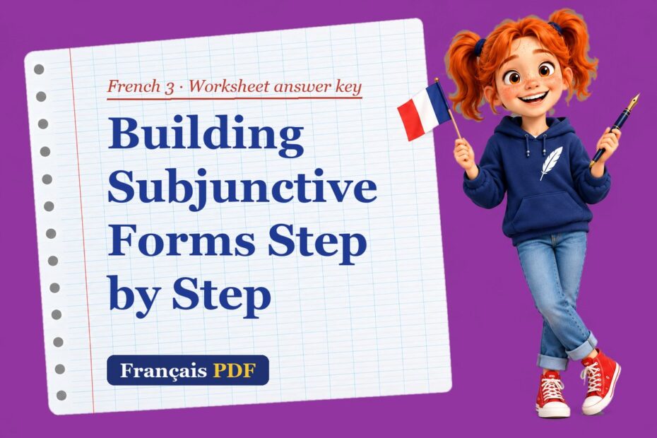 Building Subjunctive Forms Step by Step – French 3 worksheet answer key with Zoé, the Français PDF coach