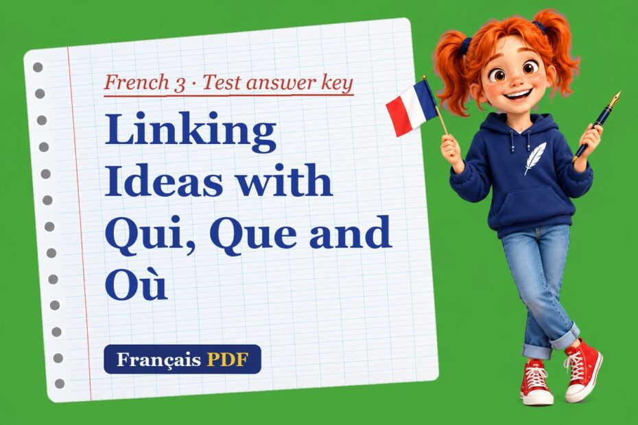 Linking Ideas with Qui, Que and Où – French 3 test answer key with Zoé, the Français PDF coach