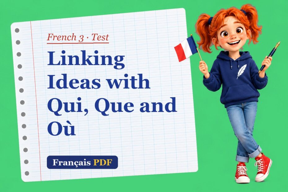 Linking Ideas with Qui, Que and Où – French 3 test with Zoé, the Français PDF coach