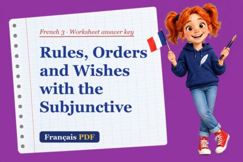 Rules, Orders and Wishes with the Subjunctive – French 3 worksheet answer key with Zoé, the Français PDF coach