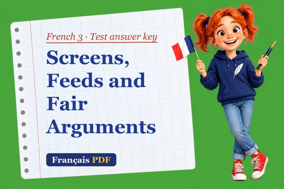 Screens, Feeds and Fair Arguments – French 3 test answer key with Zoé, the Français PDF coach