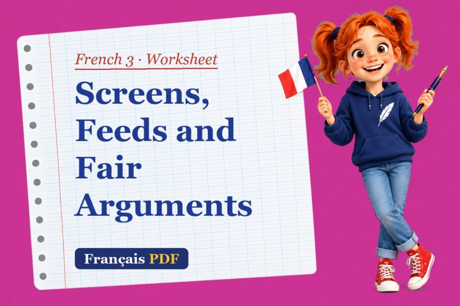 Screens, Feeds and Fair Arguments – French 3 worksheet with Zoé, the Français PDF coach