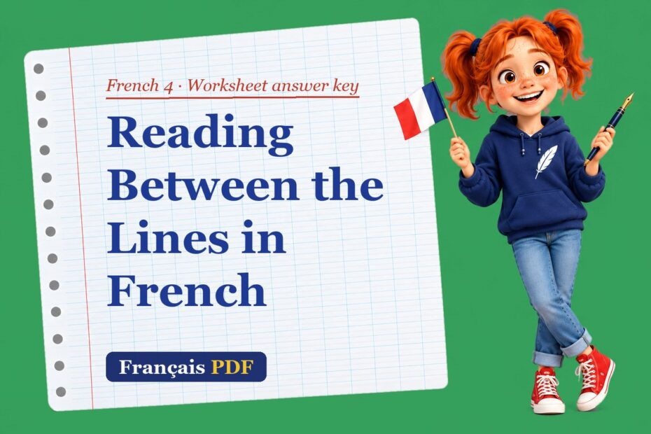 Reading Between the Lines in French – French 4 worksheet answer key with Zoé, the Français PDF coach