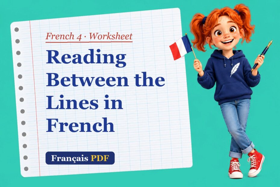Reading Between the Lines in French – French 4 worksheet with Zoé, the Français PDF coach