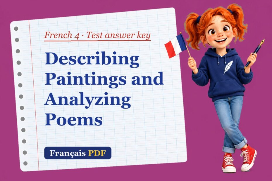 Describing Paintings and Analyzing Poems – French 4 test answer key with Zoé, the Français PDF coach