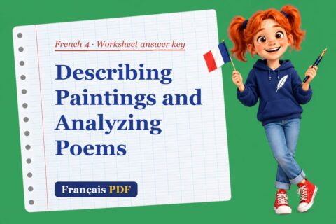 Describing Paintings and Analyzing Poems – French 4 worksheet answer key with Zoé, the Français PDF coach