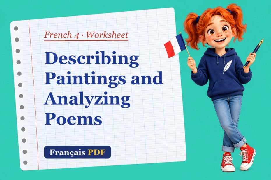Describing Paintings and Analyzing Poems – French 4 worksheet with Zoé, the Français PDF coach