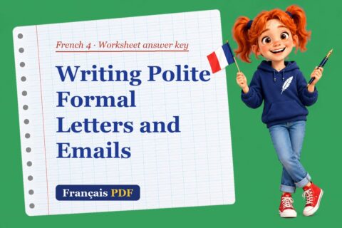 Writing Polite Formal Letters and Emails – French 4 worksheet answer key with Zoé, the Français PDF coach