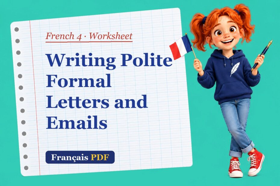 Writing Polite Formal Letters and Emails – French 4 worksheet with Zoé, the Français PDF coach
