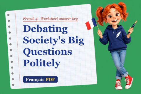 Debating Society's Big Questions Politely – French 4 worksheet answer key with Zoé, the Français PDF coach