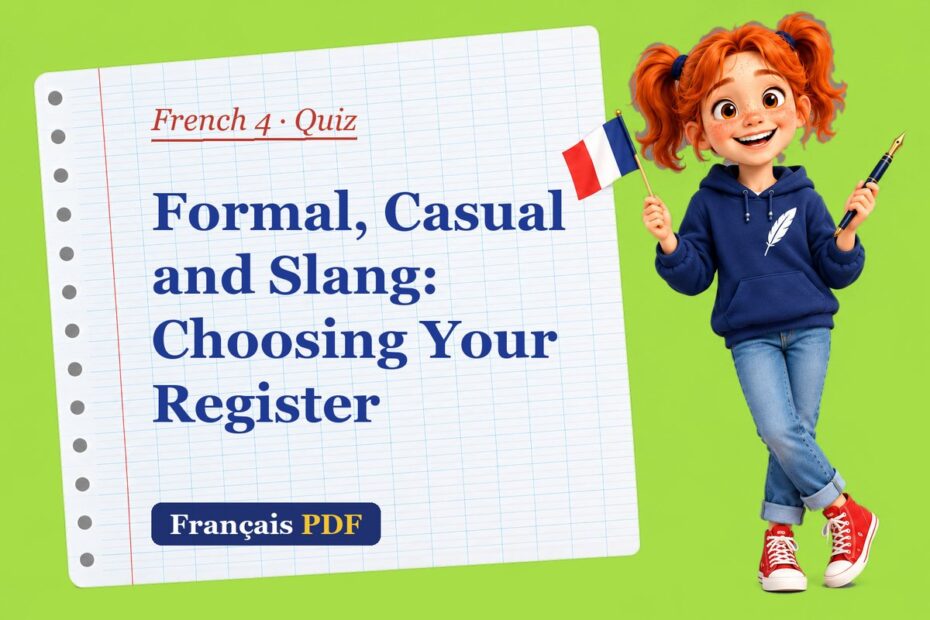Formal, Casual and Slang: Choosing Your Register – French 4 quiz with Zoé, the Français PDF coach