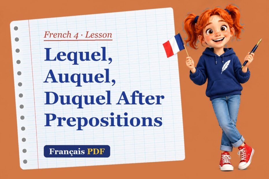 Lequel, Auquel, Duquel After Prepositions – French 4 lesson with Zoé, the Français PDF coach
