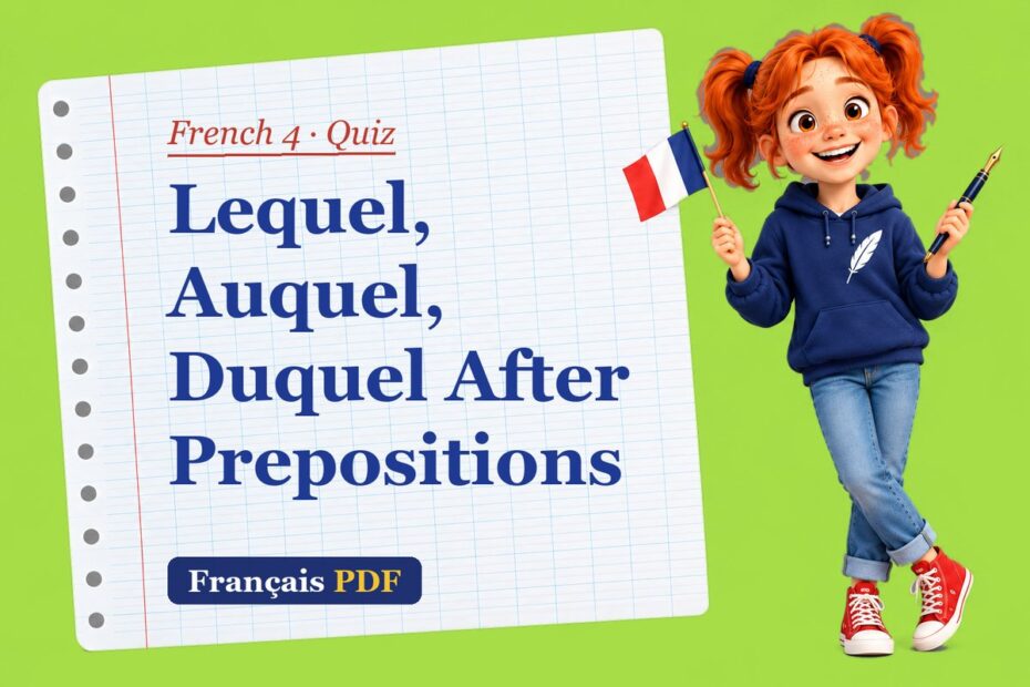 Lequel, Auquel, Duquel After Prepositions – French 4 quiz with Zoé, the Français PDF coach