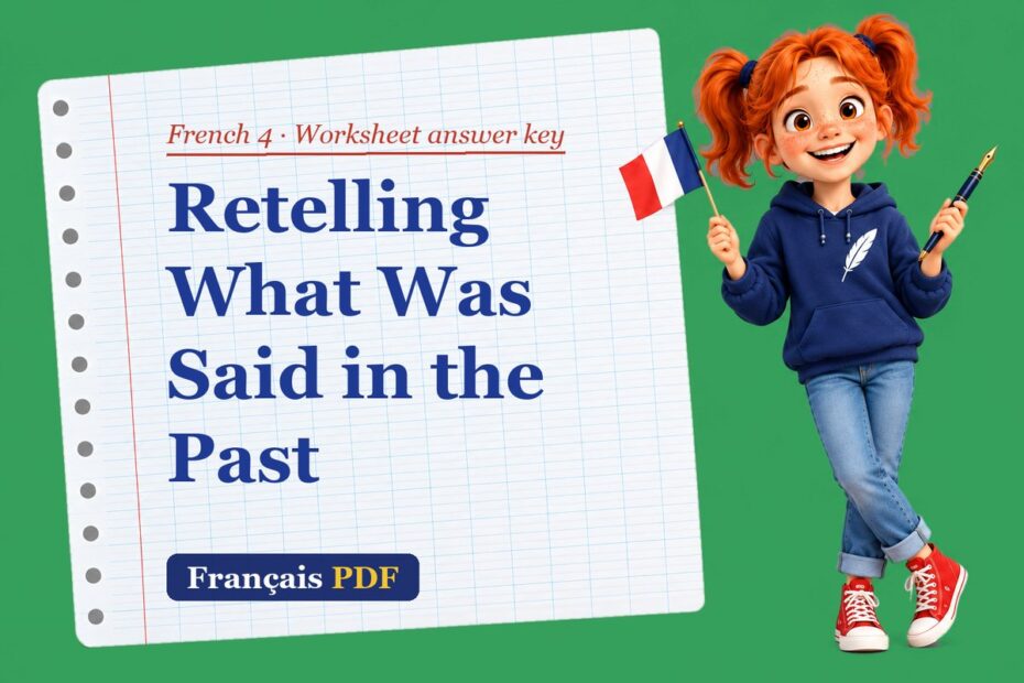 Retelling What Was Said in the Past – French 4 worksheet answer key with Zoé, the Français PDF coach