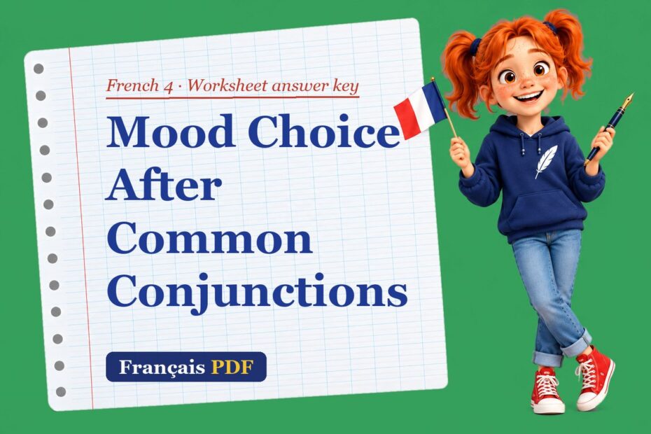 Mood Choice After Common Conjunctions – French 4 worksheet answer key with Zoé, the Français PDF coach