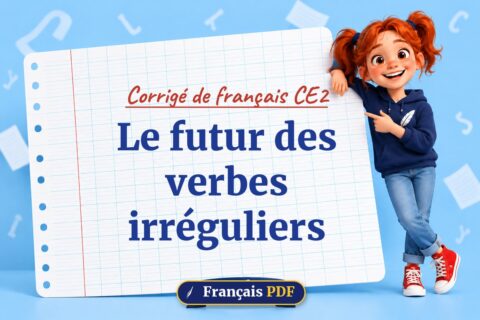 Le futur des verbes irréguliers : corrigé de français ce2, illustration Français PDF