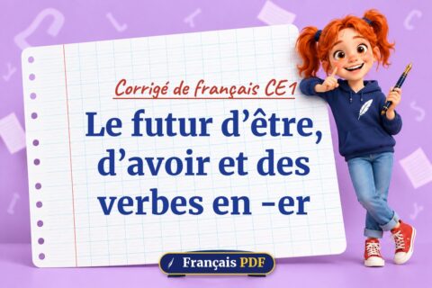 Le futur d’être, d’avoir et des verbes en -er : corrigé de français ce1, illustration Français PDF