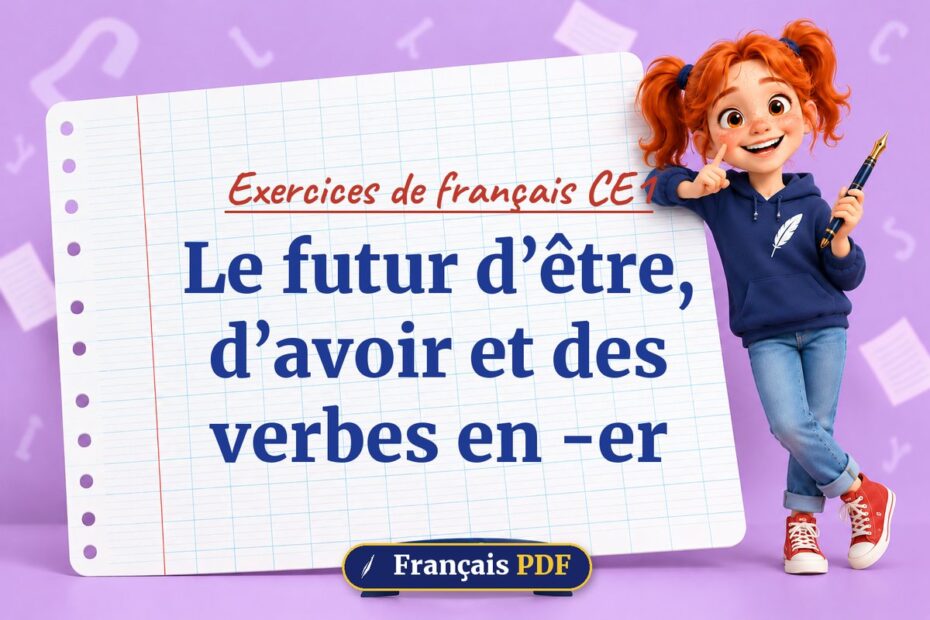 Le futur d’être, d’avoir et des verbes en -er : exercices de français ce1, illustration Français PDF