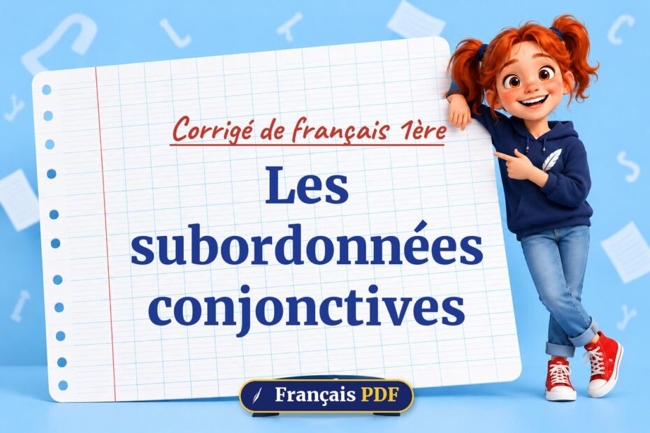 Les subordonnées conjonctives : corrigé de français 1ère, illustration Français PDF