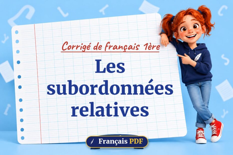 Les subordonnées relatives : corrigé de français 1ère, illustration Français PDF