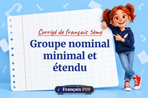 Groupe nominal minimal et étendu : corrigé de français 5ème, illustration Français PDF