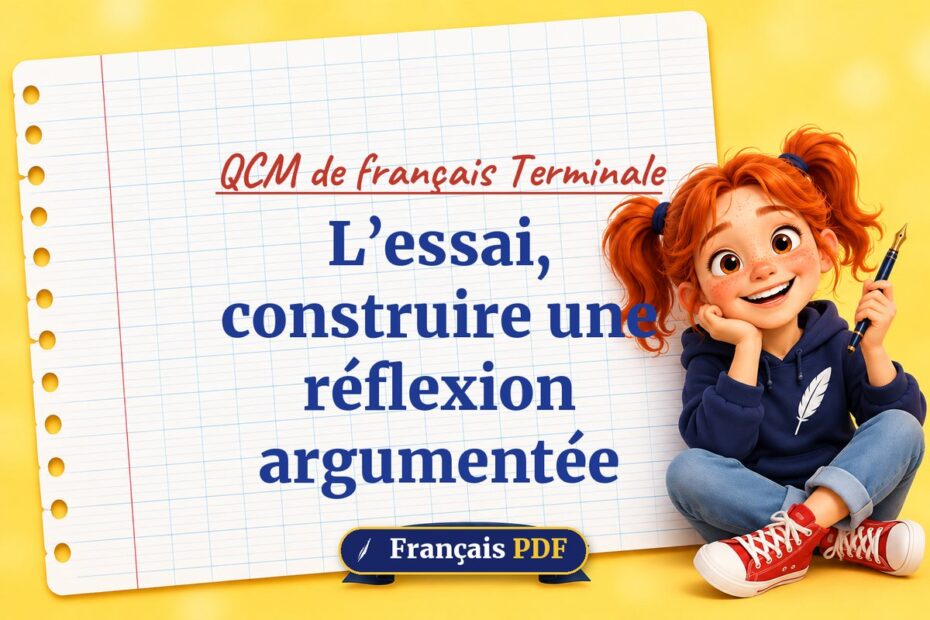 L’essai, construire une réflexion argumentée : QCM de français terminale, illustration Français PDF