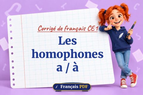Les homophones a / à : corrigé de français ce1, illustration Français PDF