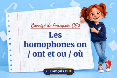 Les homophones on / ont et ou / où : corrigé de français ce2, illustration Français PDF