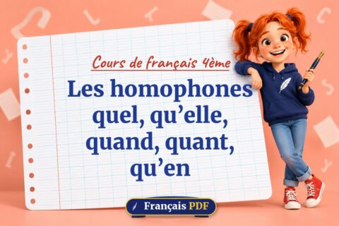 Les homophones quel, qu’elle, quand, quant, qu’en : cours de français 4ème, illustration Français PDF