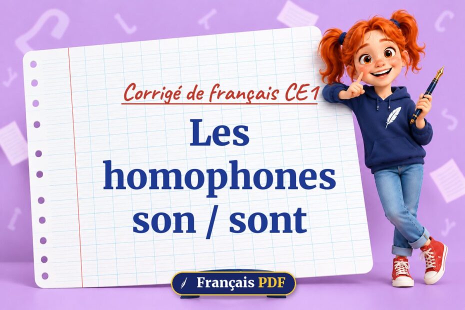 Les homophones son / sont : corrigé de français ce1, illustration Français PDF