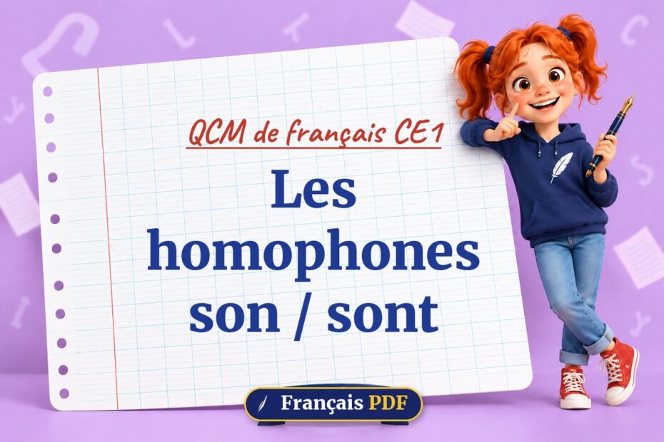 Les homophones son / sont : QCM de français ce1, illustration Français PDF