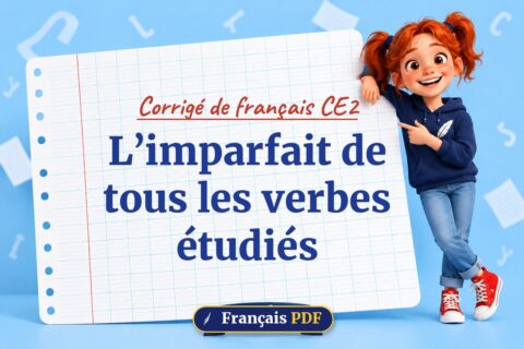 L’imparfait de tous les verbes étudiés : corrigé de français ce2, illustration Français PDF