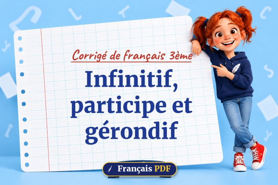 Infinitif, participe et gérondif : corrigé de français 3ème, illustration Français PDF
