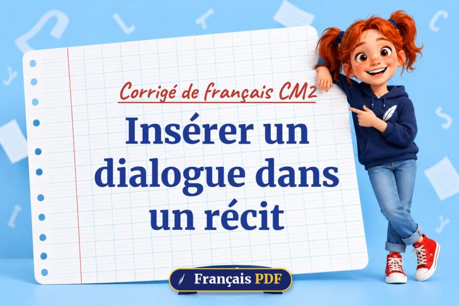 Insérer un dialogue dans un récit : corrigé de français cm2, illustration Français PDF