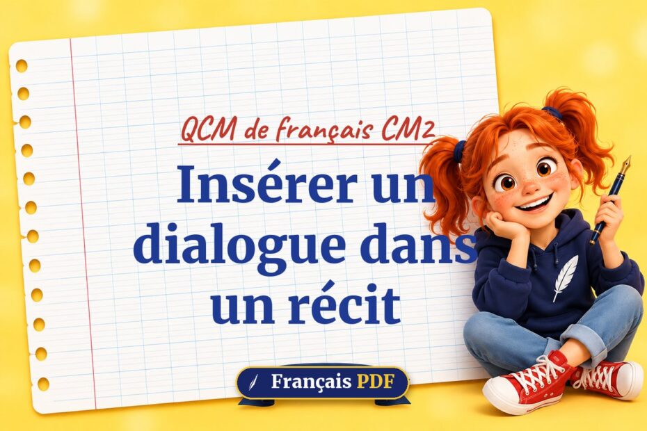 Insérer un dialogue dans un récit : QCM de français cm2, illustration Français PDF