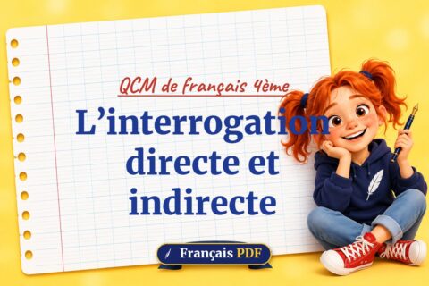 L’interrogation directe et indirecte : QCM de français 4ème, illustration Français PDF