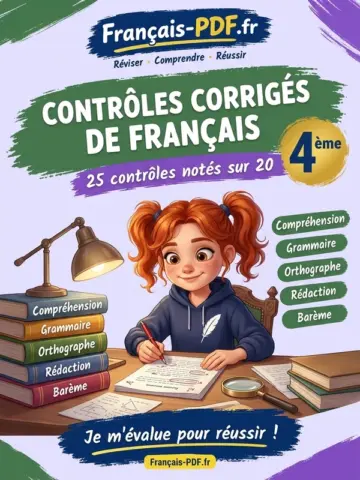Jaquette du livre : Contrôles corrigés de français 4ème