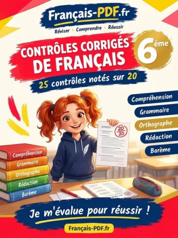 Jaquette du livre : Contrôles corrigés de français 6ème