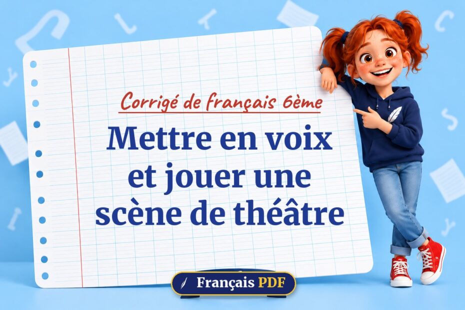 Mettre en voix et jouer une scène de théâtre : corrigé de français 6ème, illustration Français PDF