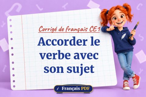 Accorder le verbe avec son sujet : corrigé de français ce1, illustration Français PDF