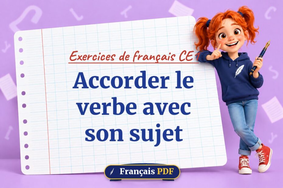 Accorder le verbe avec son sujet : exercices de français ce1, illustration Français PDF