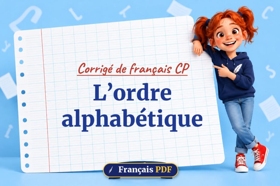 L’ordre alphabétique : corrigé de français cp, illustration Français PDF