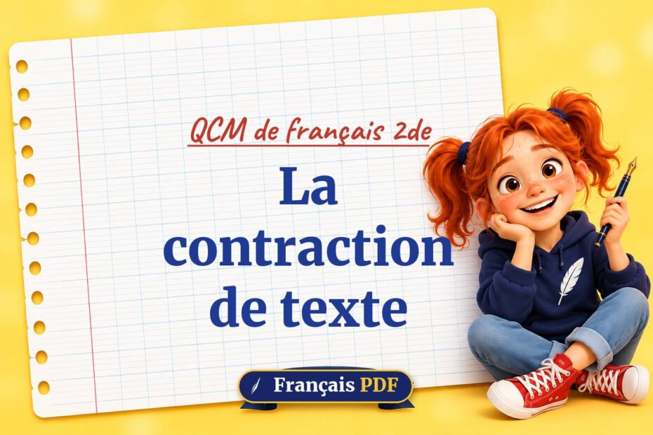 La contraction de texte : QCM de français 2de, illustration Français PDF