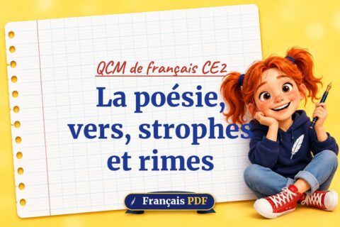 La poésie, vers, strophes et rimes : QCM de français ce2, illustration Français PDF