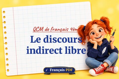 Le discours indirect libre : QCM de français 4ème, illustration Français PDF