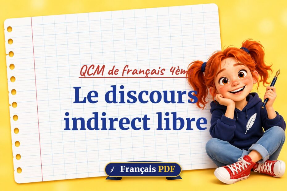 Le discours indirect libre : QCM de français 4ème, illustration Français PDF