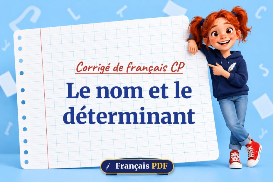 Le nom et le déterminant : corrigé de français cp, illustration Français PDF